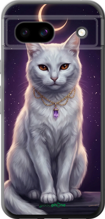 Силиконовый чехол Mystic White Cat Gothic Dark Purple Gold для Google Pixel 8A - 6805u-3406 изображение 