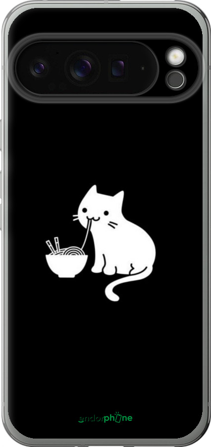 Силиконовый чехол С милым котом на черном фоне для Google Pixel 9 PRO XL - 6528u-3749 изображение 