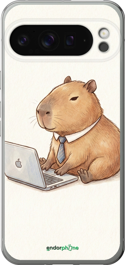 Силиконовый чехол Funny Capybara CEO Working для Google Pixel 9 PRO XL - 6777u-3749 изображение 
