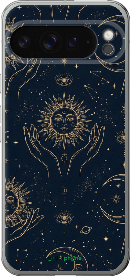Силіконовий чехол Celestial Harmony: Sun & Moon Gold Mystic Pattern для Google Pixel 9 PRO XL - 6778u-3749 изображение 