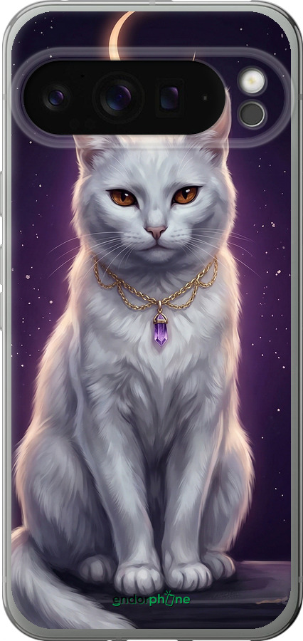 Силиконовый чехол Mystic White Cat Gothic Dark Purple Gold для Google Pixel 9 PRO XL - 6805u-3749 изображение 