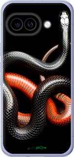 Силиконовый чехол Красно-черная змея на черном фоне для Google Pixel 9A - 4063u-3899 изображение 