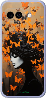 Силиконовый чехол Чехол для телефона Девушка с оранжевыми бабочками для Google Pixel 9A - 5940u-3899 изображение 