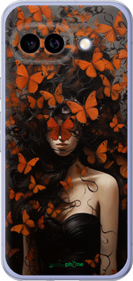 Силиконовый чехол Девушка с оранжевыми бабочками для Google Pixel 9A - 5941u-3899 изображение 