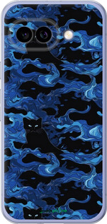Силіконовий чехол Візерунок чорних котів на блакитному фоні для Google Pixel 9A - 6525u-3899 изображение 