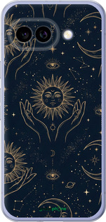 Силиконовый чехол Celestial Harmony: Sun & Moon Gold Mystic Pattern для Google Pixel 9A - 6778u-3899 изображение 