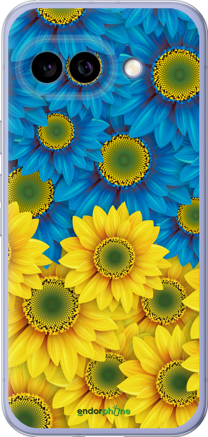 Силиконовый чехол Жёлто-голубые цветы для Google Pixel 9A - 1048u-3899 изображение 