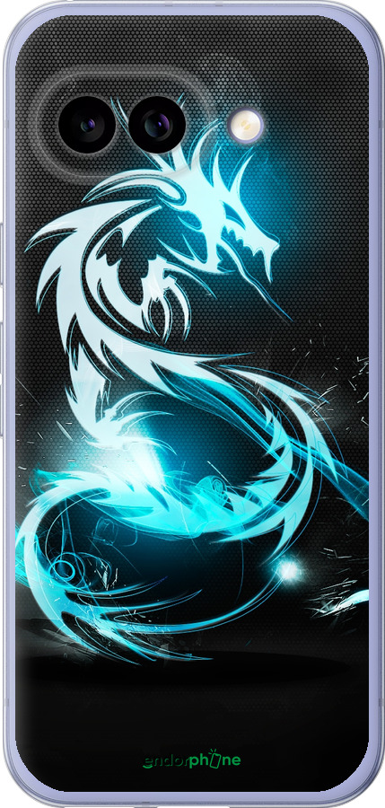 Силиконовый чехол Бело-голубой огненный дракон для Google Pixel 9A - 113u-3899 изображение 