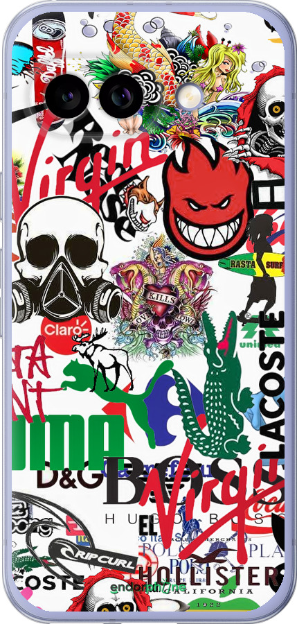 Силиконовый чехол Many different logos для Google Pixel 9A - 4022u-3899 изображение 