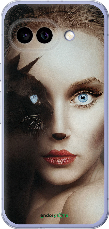 Силиконовый чехол Взгляд женщины и кошки для Google Pixel 9A - 4041u-3899 изображение 
