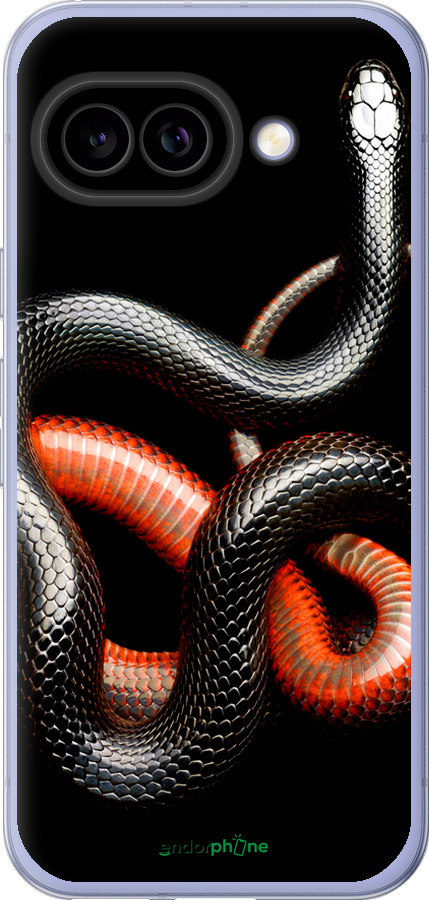 Силиконовый чехол Красно-черная змея на черном фоне для Google Pixel 9A - 4063u-3899 изображение 
