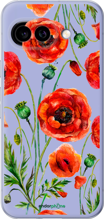 Силиконовый чехол Нарисованные маки для Google Pixel 9A - 4278u-3899 изображение 