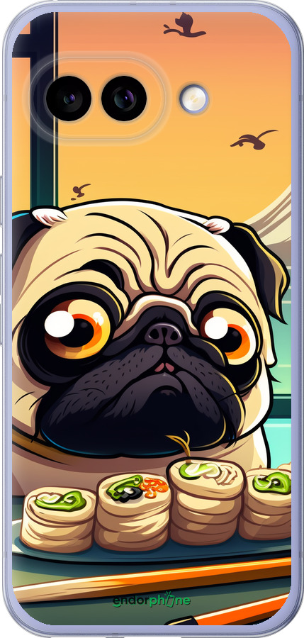 Силиконовый чехол Мопс и суши для Google Pixel 9A - 5588u-3899 изображение 