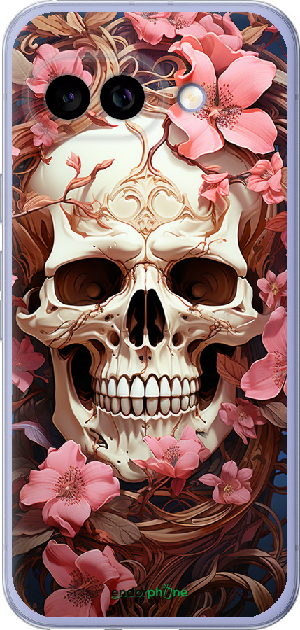 Силиконовый чехол Череп в розовых цветах для Google Pixel 9A - 5965u-3899 изображение 