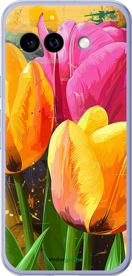 Силиконовый чехол Нарисованные тюльпаны для Google Pixel 9A - 5990u-3899 изображение 