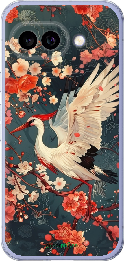Силиконовый чехол Сакура и аист для Google Pixel 9A - 6108u-3899 изображение 