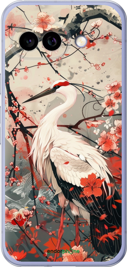 Силиконовый чехол Аист в цвету сакуры для Google Pixel 9A - 6109u-3899 изображение 