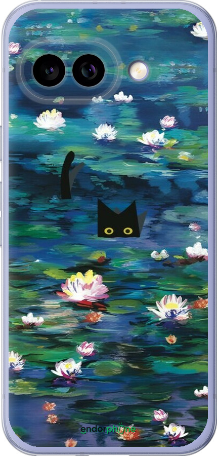 Силиконовый чехол із зображенням водяних лілій та кішок для Google Pixel 9A - 6257u-3899 изображение 