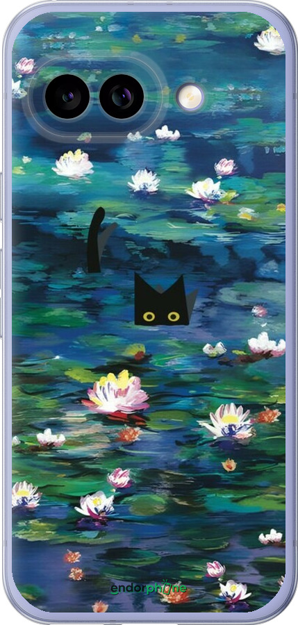Силиконовый чехол Чехол с изображением водяных лилий Моне и кошек для Google Pixel 9A - 6399u-3899 изображение 