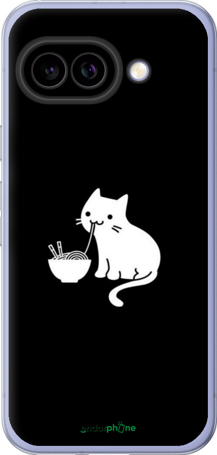 Силиконовый чехол С милым котом на черном фоне для Google Pixel 9A - 6528u-3899 изображение 