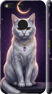 3D пластиковый матовый чехол Mystic White Cat Gothic Dark Purple Gold для Google Pixel XL - 6805m-401 изображение 