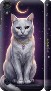 3D пластиковый глянцевый чехол Mystic White Cat Gothic Dark Purple Gold для HTC Desire 530 - 6805c-613 изображение 