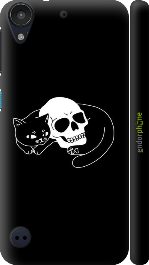 3D пластиковий глянцевий чехол Із зображенням кота та черепа для HTC Desire 530 - 6491c-613 изображение 