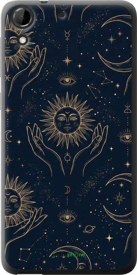 Силіконовий чехол Celestial Harmony: Sun & Moon Gold Mystic Pattern для HTC Desire 728G - 6778u-145 изображение 