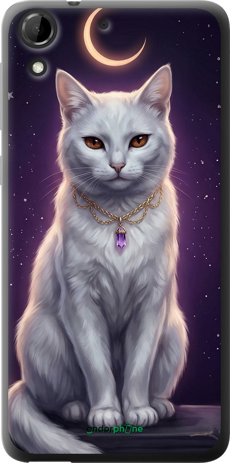 Силиконовый чехол Mystic White Cat Gothic Dark Purple Gold для HTC Desire 728G - 6805u-145 изображение 
