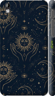 3D пластиковый матовый чехол 'Celestial Harmony: Sun & Moon Gold Mystic Pattern' для HTC Desire 816 изображение 5