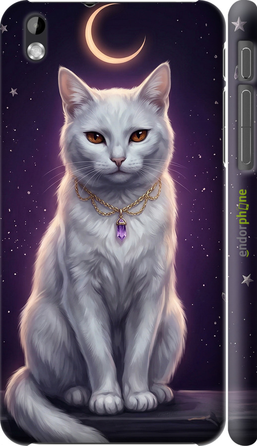 3D пластиковий матовий чехол Mystic White Cat Gothic Dark Purple Gold для HTC Desire 816 - 6805m-169 изображение 