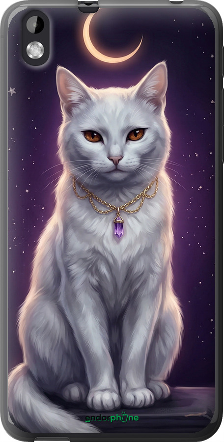 Силиконовый чехол Mystic White Cat Gothic Dark Purple Gold для HTC Desire 816 - 6805u-169 изображение 