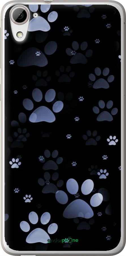 Силиконовый чехол С синими отпечатками лап для HTC Desire 826 dual sim - 6441u-312 изображение 