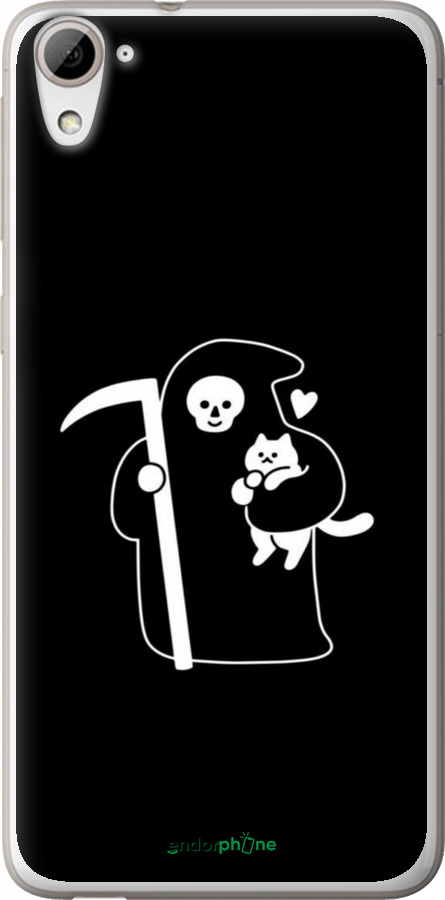 Силиконовый чехол Минималистичный арт: смерть и кошка для HTC Desire 826 dual sim - 6529u-312 изображение 