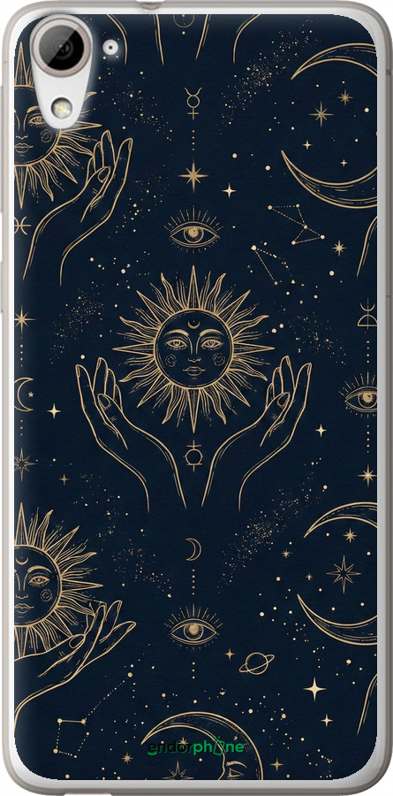 Силиконовый чехол Celestial Harmony: Sun & Moon Gold Mystic Pattern для HTC Desire 826 dual sim - 6778u-312 изображение 