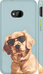 3D пластиковый глянцевый чехол Пес в очках для HTC One M7 - 6381c-36 изображение 