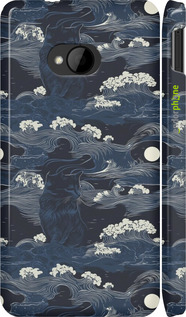 3D пластиковый глянцевый чехол Морская тематика в стиле арт-деко для HTC One M7 - 6520c-36 изображение 
