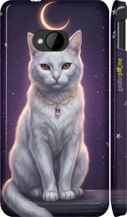3D пластиковий матовий чехол Mystic White Cat Gothic Dark Purple Gold для HTC One M7 - 6805m-36 изображение 