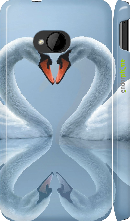 3D пластиковий глянцевий чехол Лебеді для HTC One M7 - 6007c-36 изображение 