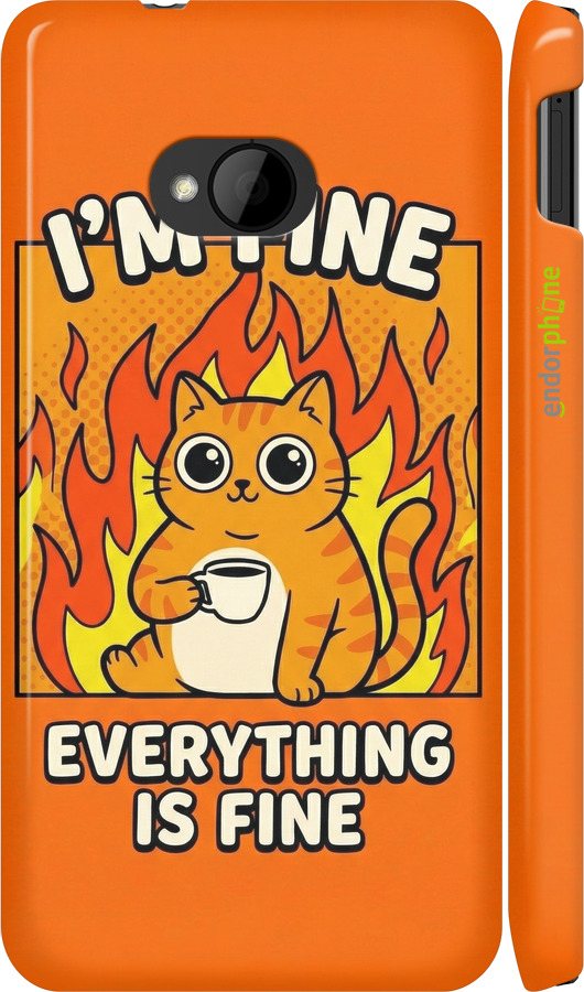 3D пластиковий глянцевий чехол Funny Cat для HTC One M7 - 6786c-36 изображение 