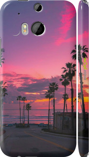 3D пластиковий матовий чехол Пальми для HTC One M8 - 5873m-30 изображение 