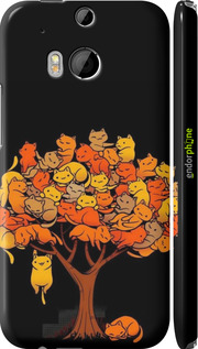 3D пластиковый матовый чехол Дерево и котики для HTC One M8 dual sim - 6516m-55 изображение 