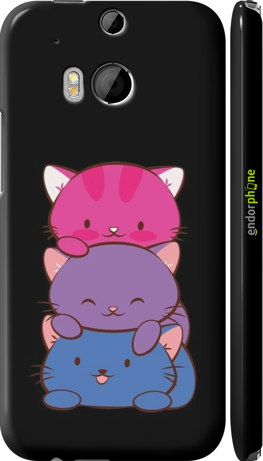 3D пластиковый глянцевый чехол Милые кошки для HTC One M8 dual sim - 6518c-55 изображение 