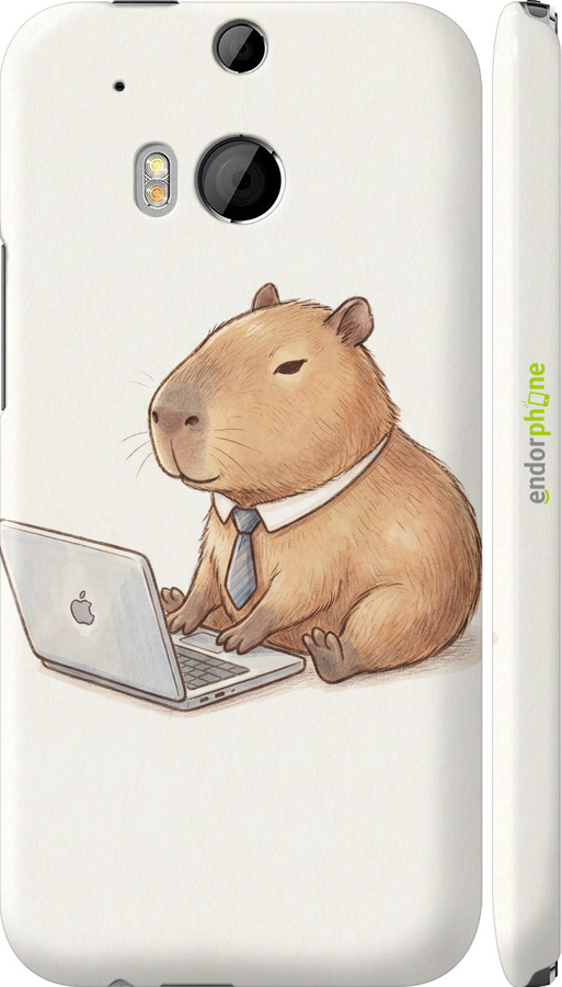 3D пластиковый глянцевый чехол Funny Capybara CEO Working для HTC One M8 dual sim - 6777c-55 изображение 