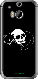 Силиконовый чехол С изображением кота и черепа для HTC One M8 - 6491u-30 изображение 