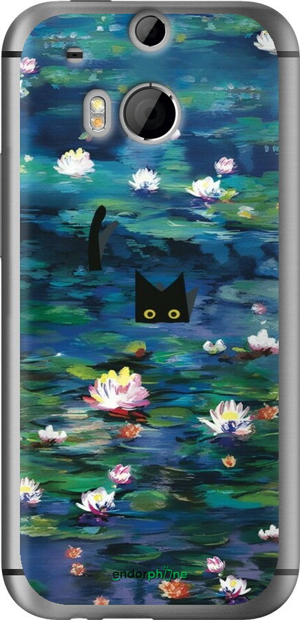 Силиконовый чехол Чехол с изображением водяных лилий Моне и кошек для HTC One M8 dual sim - 6399u-55 изображение 