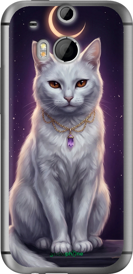 Силіконовий чехол Mystic White Cat Gothic Dark Purple Gold для HTC One M8 - 6805u-30 изображение 
