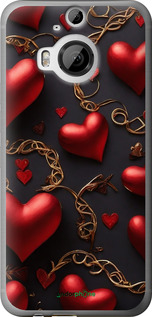 Силиконовый чехол Сердечки для HTC One M9 Plus - 5831u-134 изображение 