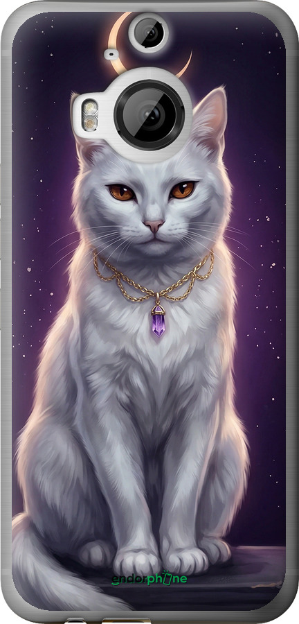 Силиконовый чехол Mystic White Cat Gothic Dark Purple Gold для HTC One M9 Plus - 6805u-134 изображение 