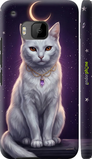 3D пластиковий глянцевий чехол Mystic White Cat Gothic Dark Purple Gold для HTC One M9 - 6805c-129 изображение 